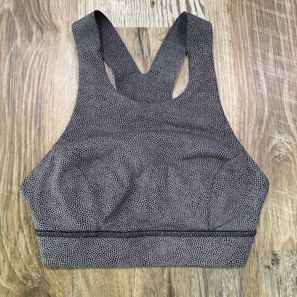 Lululemon Fast & Free Sports Bra Women 2 Black Spot Nulux Racerback Weight Lift